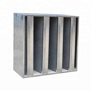 Mini Pleat V Bank HEPA Filter Box W V Type Metal Aluminum Frame Glass Fiber Air Filter