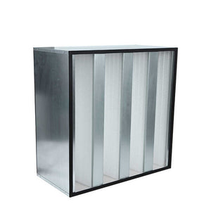 Mini Pleat V Bank HEPA Filter Box W V Type Metal Aluminum Frame Glass Fiber Air Filter